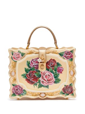 Dolce & Gabbana Dolce Box hand-painted top-handle bag - Gold