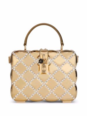 Dolce & Gabbana Dolce Box rhinestone-embellished top-handle bag - Gold