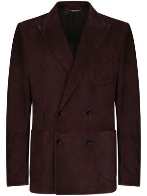Dolce & Gabbana double-breasted leather blazer - Brown