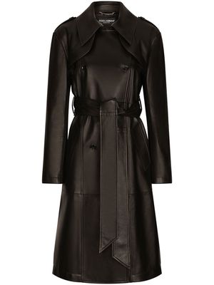Dolce & Gabbana double-breasted leather coat - Black