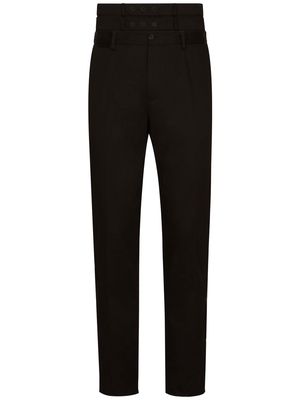 Dolce & Gabbana double-waist cotton tailored trousers - Black