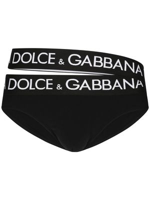 Dolce & Gabbana double-waistband swim trunks - Black