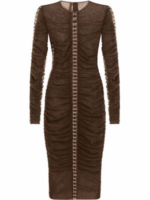 Dolce & Gabbana draped tulle midi dress - Brown