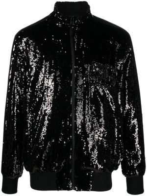 Dolce & Gabbana embellished-logo sequin silk jacket - Black