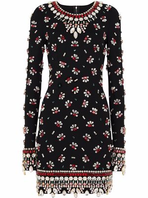 Dolce & Gabbana embellished long-sleeve minidress - Black