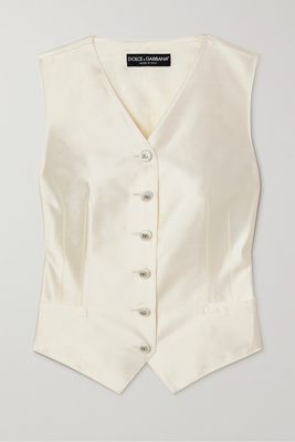 Dolce & Gabbana - Embellished Silk-satin Vest - White