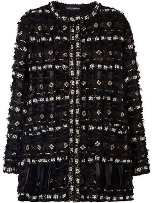 Dolce & Gabbana embellished woven oversized coat - Black