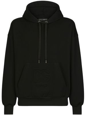 Dolce & Gabbana embossed-logo cotton-blend hoodie - Black