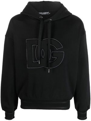 Dolce & Gabbana embossed-logo cotton hoodie - Black