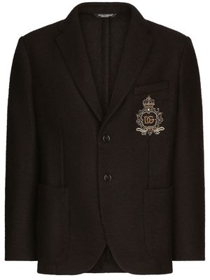 Dolce & Gabbana embroidered logo-crest blazer - Black