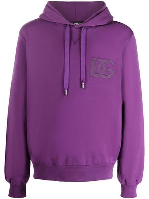 Dolce & Gabbana embroidered-logo pullover hoodie - Purple