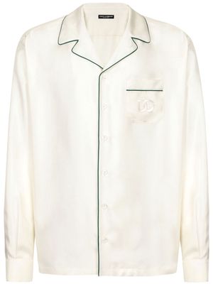 Dolce & Gabbana embroidered-logo silk-twill shirt - White