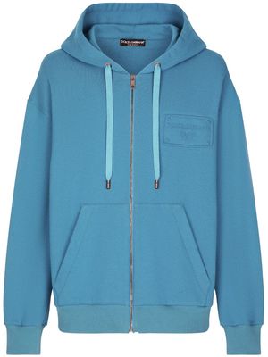 Dolce & Gabbana embroidered-logo zipped hoodie - Blue