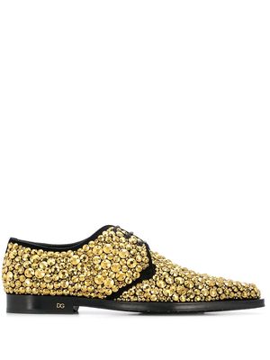 Dolce & Gabbana embroidered suede derby shoes - Gold
