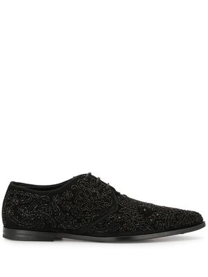 Dolce & Gabbana embroidered suede derby shoes - Metallic