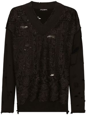 Dolce & Gabbana embroidered tulle sweatshirt - Black