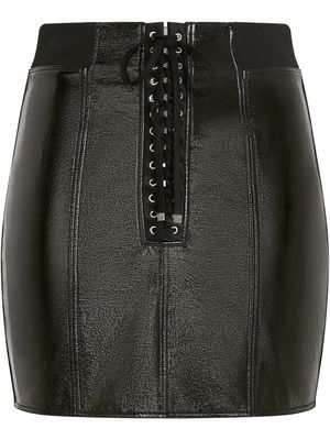 Dolce & Gabbana eyelet-detail coated miniskirt - Black