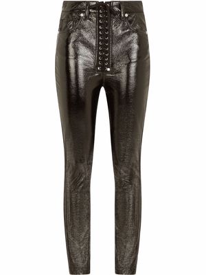 Dolce & Gabbana eyelet-detail coated skinny jeans - Black