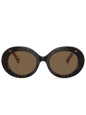 Dolce & Gabbana Eyewear Carretto-print round-frame sunglasses - Brown