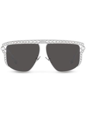 Dolce & Gabbana Eyewear crystal-embellished pilot-frame sunglasses - Black
