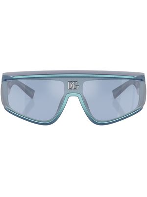 Dolce & Gabbana Eyewear embossed-logo mask-frame sunglasses - Blue
