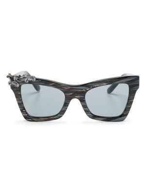 Dolce & Gabbana Eyewear graphic-print rectangle-frame sunglasses - Silver