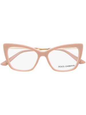 Dolce & Gabbana Eyewear logo-engraved butterfly-frame glasses - Neutrals