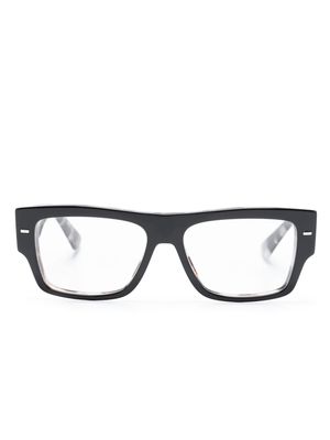 Dolce & Gabbana Eyewear logo engraved rectangle-frame glasses - Black