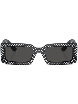 Dolce & Gabbana Eyewear logo-lettering rectangle-frame sunglasses - Black