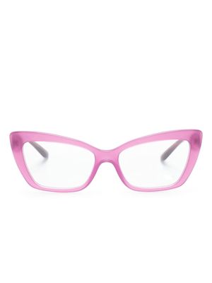 Dolce & Gabbana Eyewear logo-plaque cat eye-frame glasses - Purple