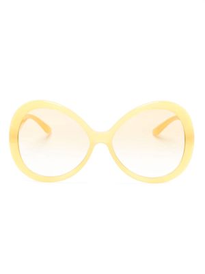 Dolce & Gabbana Eyewear logo-plaque Jackie O-frame sunglasses - Yellow