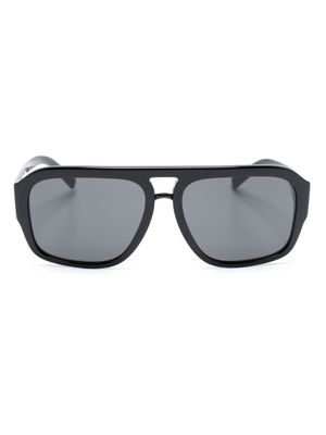 Dolce & Gabbana Eyewear logo-plaque pilot-frame sunglasses - Black