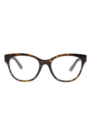 Dolce & Gabbana Eyewear logo-plaque round-frame glasses - Brown