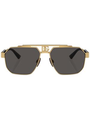 Dolce & Gabbana Eyewear logo-plaque steel sunglasses - Gold