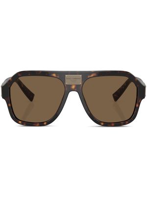 Dolce & Gabbana Eyewear logo-plaque sunglasses - Brown