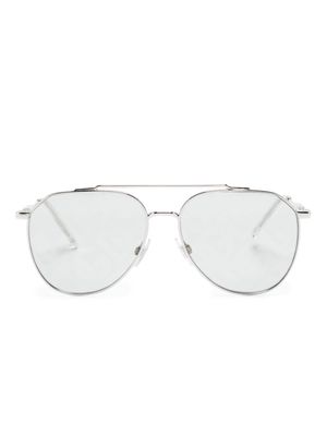 Dolce & Gabbana Eyewear logo-print pilot-frame sunglasses - Metallic