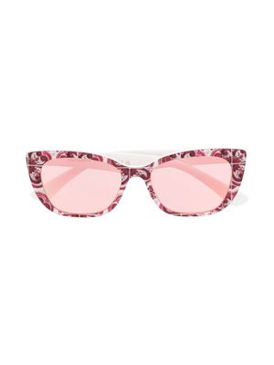 Dolce & Gabbana Eyewear Majolica-print butterfly-frame sunglasses - White
