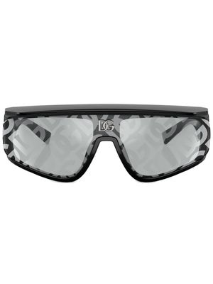 Dolce & Gabbana Eyewear monogram-print shield-frame sunglasses - Black