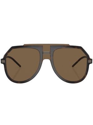 Dolce & Gabbana Eyewear tortoiseshell-effect aviator-frame sunglasses - Brown