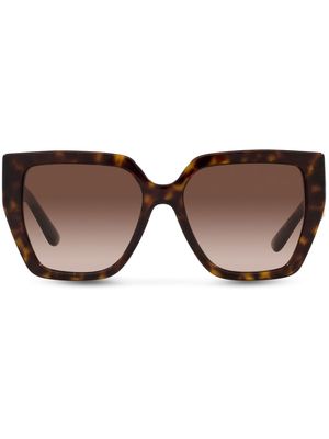 Dolce & Gabbana Eyewear tortoiseshell logo-plaque arm sunglasses - Brown