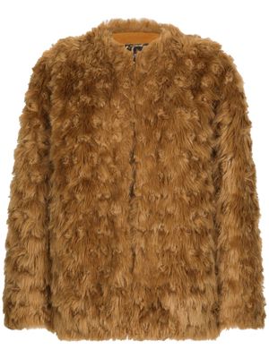 Dolce & Gabbana faux-fur collarless jacket - Brown