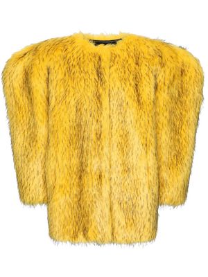 Dolce & Gabbana faux fur single-breasted coat - Yellow