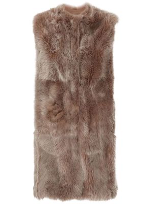 Dolce & Gabbana faux-fur sleeveless coat - Brown