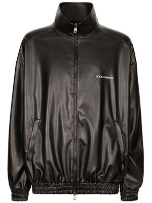 Dolce & Gabbana faux-leather bomber jacket - Black
