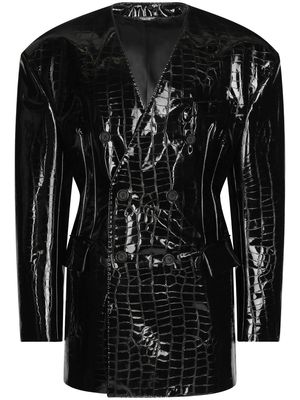 Dolce & Gabbana faux-leather crocodile-embossed jacket - Black