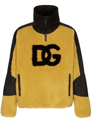 Dolce & Gabbana faux-shearling logo pullover sweatshirt - Yellow