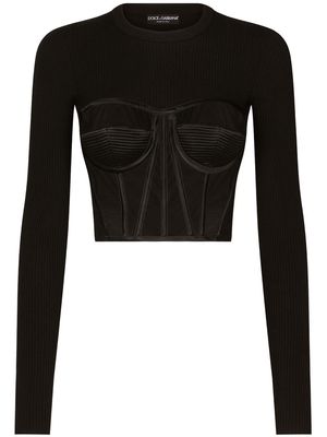 Dolce & Gabbana fine-rib bustier jumper - Black