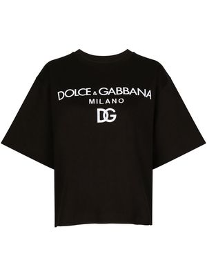 Dolce & Gabbana flocked-logo cotton T-shirt - Black