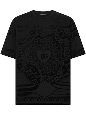 Dolce & Gabbana flocked-logo jacquard T-shirt - Black