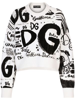 Dolce & Gabbana flocked logo sweater - White